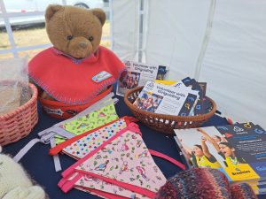 Home made bunting and volunteer leaflets